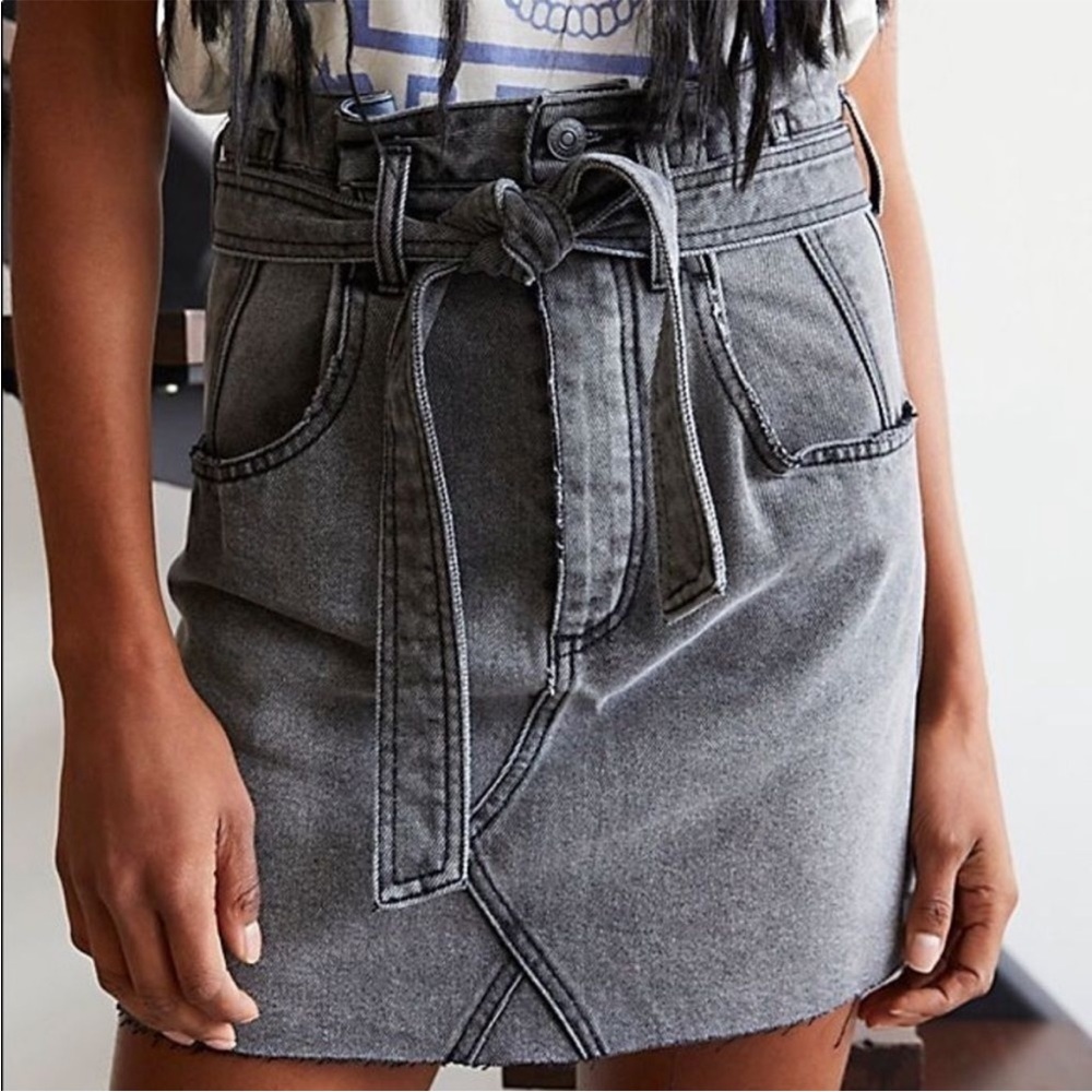 Free People | We the Free East of Eden Raw Hem Denim Button Fly Mini Skirt 10